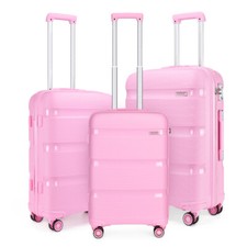 Valises rigides PP roses 4 roues set bagage cabine à main serrure TSA voyage