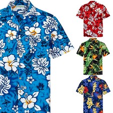 Chemise Hawaïenne Homme / 100% Coton / Taille S–8XL / Fleurs / Hibiscus / Hawaii