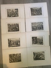Lot of 14 Antique Engravings, Military Scenes, Battles and Sieges - 18th Century