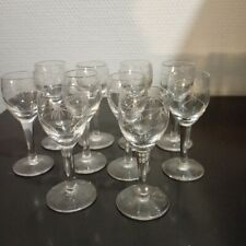 LIQUEUR GLASSES ON FOOT, ANTIQUE CRYSTAL CHISELS Lot of 10 GLASSES