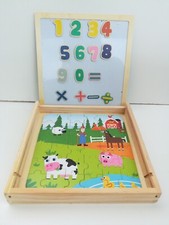 Magnetic Wooden Puzzle with Double Sided Painting Magnetic and Black Child 3 Years