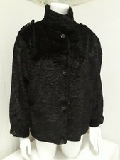 BLOUSON FEMME fausse fourrure Astrakan noir VINTAGE 80 Julie d'Albi T42/44  L/XL