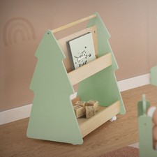 Bibliothèque Joyz bois sapin d'enfants étagère à jouets avec étagères roulettes