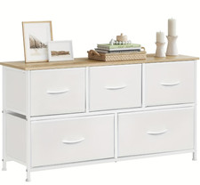 Commode 5 Tiroirs Tissu Bois