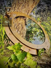 Hublot 17" Rond Mur Verre Laiton Designer Fonctionne Finition Dorée Fenêtre N...