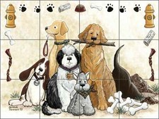 Tile Mural Backsplash Ceramic Jensen Dog Canine Pet Art DJ004