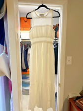 Anthropologie x Mare Mare Classic Smocked Tiered Preppy White Maxi Sundress M