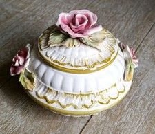 Ancienne Bonbonnière En Céramique Bassano Italie Décor De Roses
