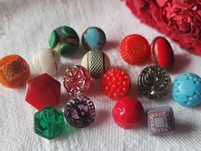 Lot 16 antique glass mini buttons collection 0.7 to 1 cm ref 4847