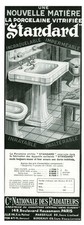 Publicité ancienne appareils sanitaires porcelaine Standard 1933  issue magazine