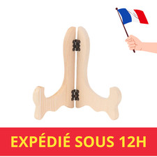 Présentoir d'Assiette Décoratif Rétro en Bois Massif Pliable Support pour Photos