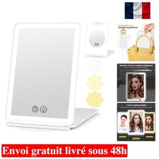Miroir de Maquillage LED 5X Grossissant et Rechargeable - Élégant et Pratique