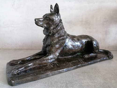 Sculpture bronze chien - en,