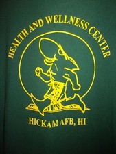 HIKAM AFB HI Health n Wellness Center Fit to Fight green XL t shirt