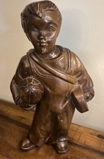 Antique Carved Wood Boy with