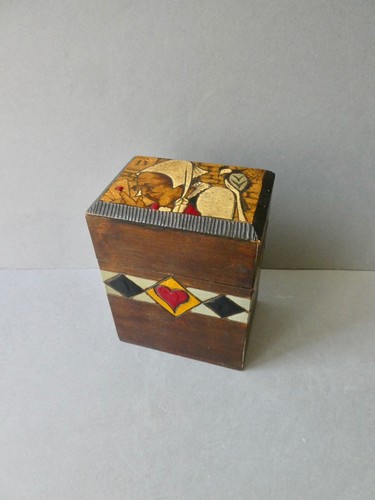 Boite cartes jouer bois - boite, à