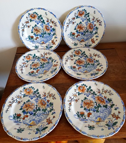 Assiettes gien coq pivoine - ,