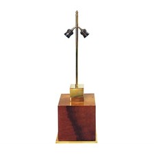 Willy Rizzo Lacquered Burl Wood Cube Table Lamp 1970s Hollywood Regency Glam