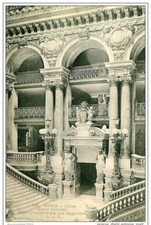 K42 - postcard Paris Opera interior view the grand staircase gate of bathtubs 1906