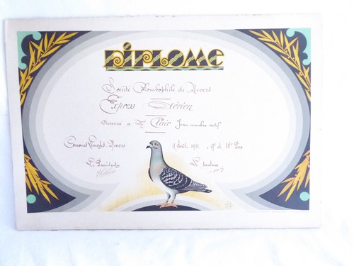 Diplome societe colombophile - societe,
