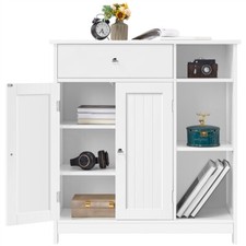 Meuble Salle de Bain Rangement 1 Armoire 2 Etagères Réglables 1 Tiroir 3 Casiers