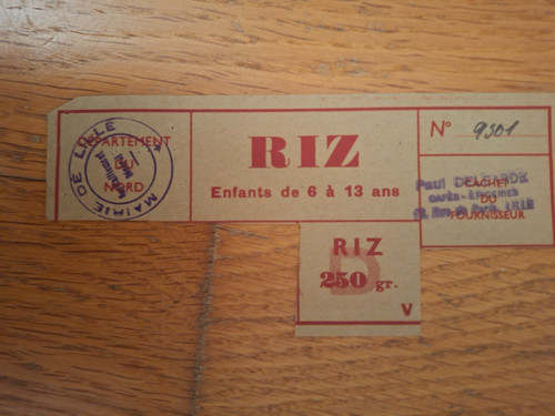 Rationnement carte de - carte, riz