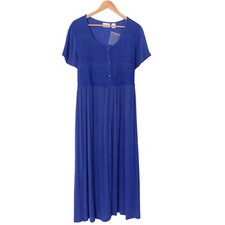 NEW Womens Dress Gauze Blue Midi Long Patio Muumuu Kaftan Sz Medium