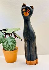 Wooden Sculpture - Vintage Hand Painted Cat