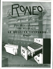 Publicité ancienne Ronéo le dossier suspendu 1935 issue de magazine