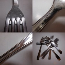 N24.13 Sambonet metal grey stainless steel 7 forks art deco table France