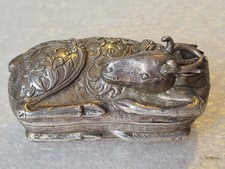 Antique Chinese Silver Repousse Box - 51g