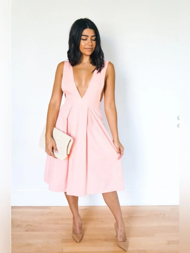 Plunge skater midi dress - skater,