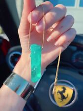 MAGICAL GLOW!! NATURAL EMERALD ROUGH NECKLACE PENDANT, 18K YELLOW OR 925 SILVER