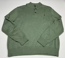 Polo Ralph Lauren Sweater Mens XXL Green Pull Over Knit Mock Neck Long Sleeve