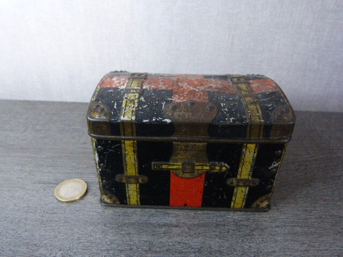 Old lithographed metal box - metal,