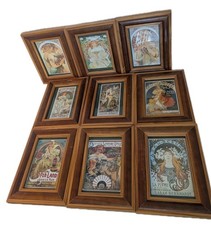 A. Mucha Art Nouveau Chocolat Ideal Nestlé Food Advertising Prints 9 Framed BU14