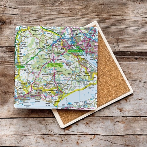 Map ceramic single coaster - map,