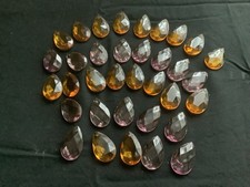 35  Pampilles Anciennes De Couleur en verre pour lustre  forme gouttes d'eau