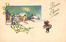 Postcard fantasy representing a cat / cat / illustrator / happy new year