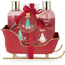 BRUBAKER 6 Pcs Coffret Cadeau Nöel Ensemble Bain et Douche dans Traîneau Métal