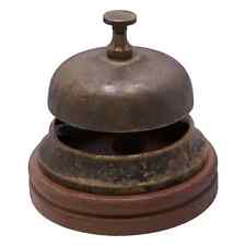 Brass Hotel Bell Reception Doorbell with Wood Base Entrance