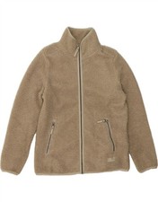 JACK WOLFSKIN Womens Fleece Jacket UK 14 Medium Beige Polyester UJ03