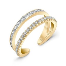 Baguettes Cut Round pave Best Moissanite Wedding Band 14K Yellow Gold Plated