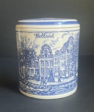 Delfts Blauw Stroopwafelpot 4.5" Tall VTG Cookie Jar "Hand Painted" In Holland