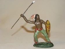 FIGURINE EN COMPOSITION SOLIDO BELGE GUERRIER INDIEN AVEC LANCE DURSO CHIALU NB