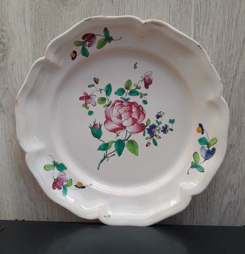 Assiette 18ème rose faïence - rose,