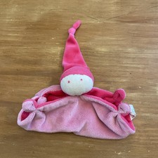 O/ Doudou plat Poupée lutin rose 2 Tons DIFRAX Bonnet