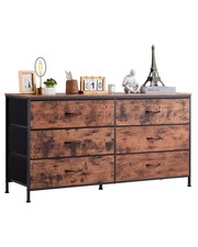 VEVOR Commode en tissu meuble de rangement 6 tiroirs chambre Marron rustique