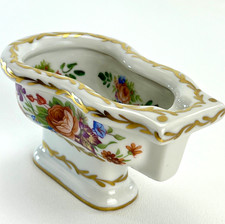 Antique Limoges Miniature Porcelain Bidet Hand Painted Floral Gilt France Signed
