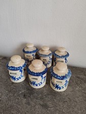 6 Antique Vallauris Ceramic Spice Jars. F.F.P France